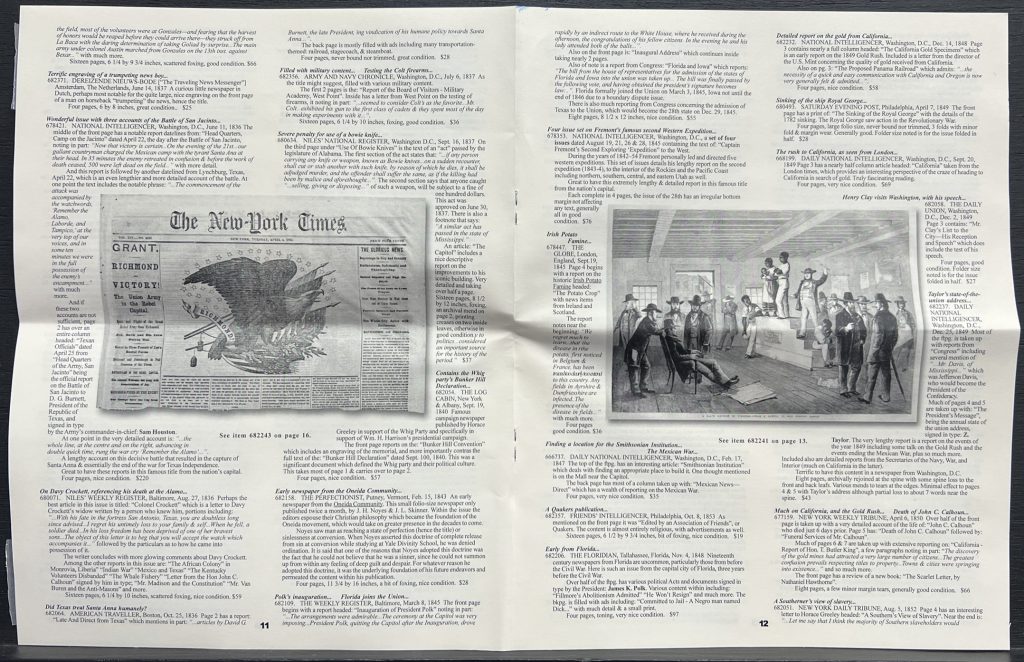 Announcing Catalog 318 (for May, 2022) Rare & Early Newspapers (for