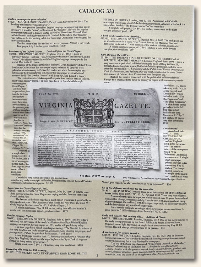 Catalog Release Announcements History's Newsstand Blog